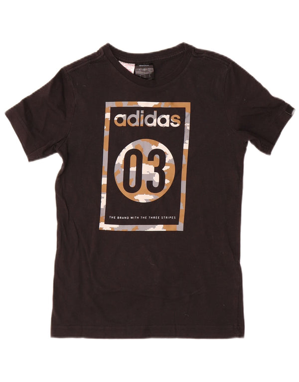 Chłopięca koszulka z grafiką Adidas Top 9-10 lat, czarna bawełna