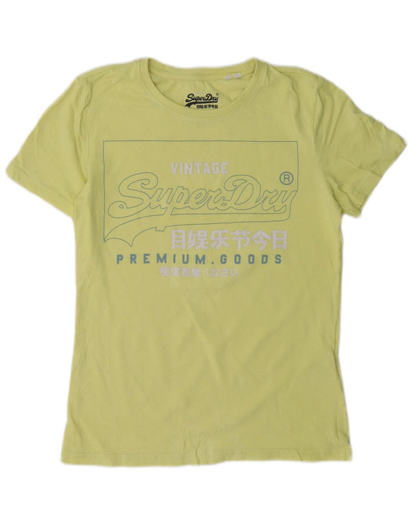 Damska koszulka z grafiką Superdry Top UK 8, mała, zielona bawełna