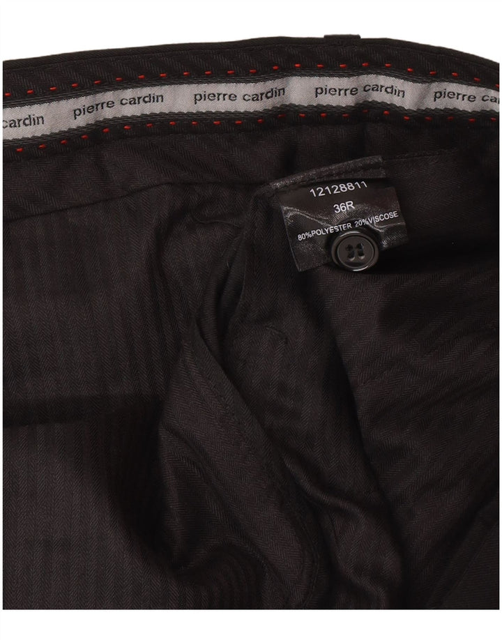 Męskie proste spodnie garniturowe Pierre Cardin W36 L32 Czarny poliester