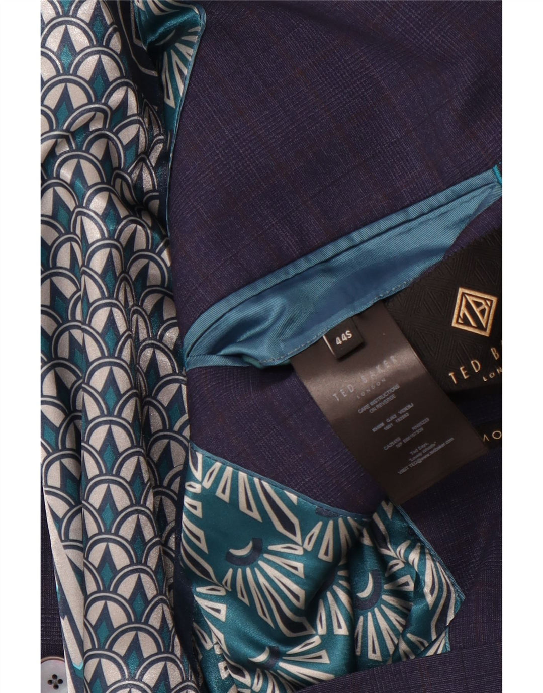 TED BAKER Męska marynarka zapinana na 2 guziki UK 44 2XL Granatowa, wełniana kratka