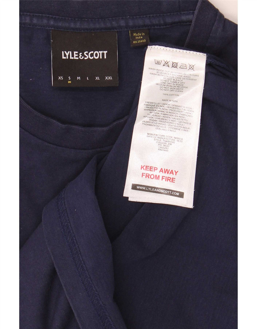 Lyle & Scott Męski T-shirt Top, mały, granatowy, bawełniany