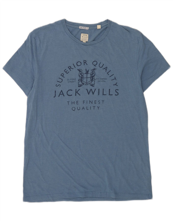 Męski T-shirt z grafiką Jack Wills, mały, niebieski, bawełniany