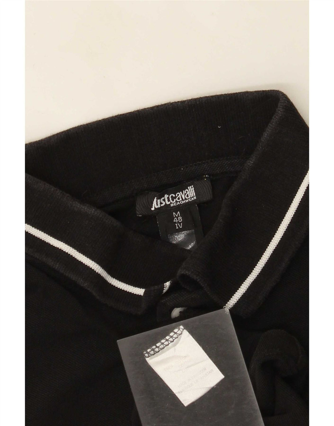 Męska koszulka polo Just Cavalli IT 48, mała, czarna, bawełniana
