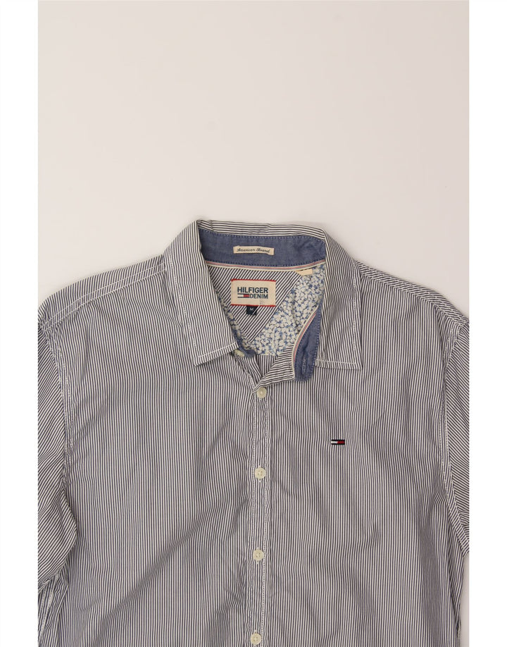 TOMMY HILFIGER Mens Shirt Medium Blue Striped Cotton Vintage Tommy Hilfiger and Second-Hand Tommy Hilfiger from Messina Hembry 