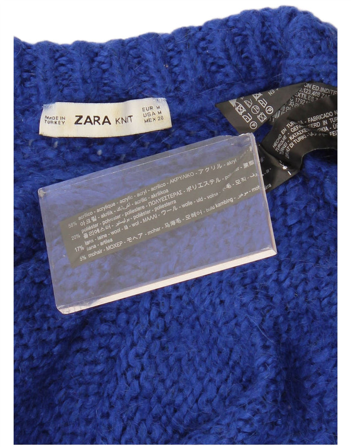 Damski sweter Zara Crop Oversize z dekoltem w łódkę UK 14 Średni niebieski
