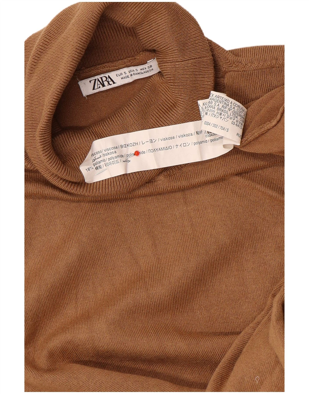 Damski sweter z golfem Zara UK 10 Small Brown Wiskoza