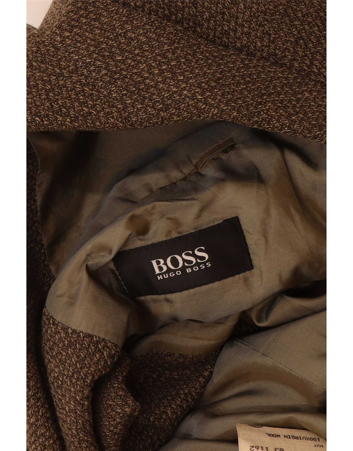 Męska marynarka zapinana na 3 guziki Hugo Boss EU 52 XL Brązowa wełna dziewicza