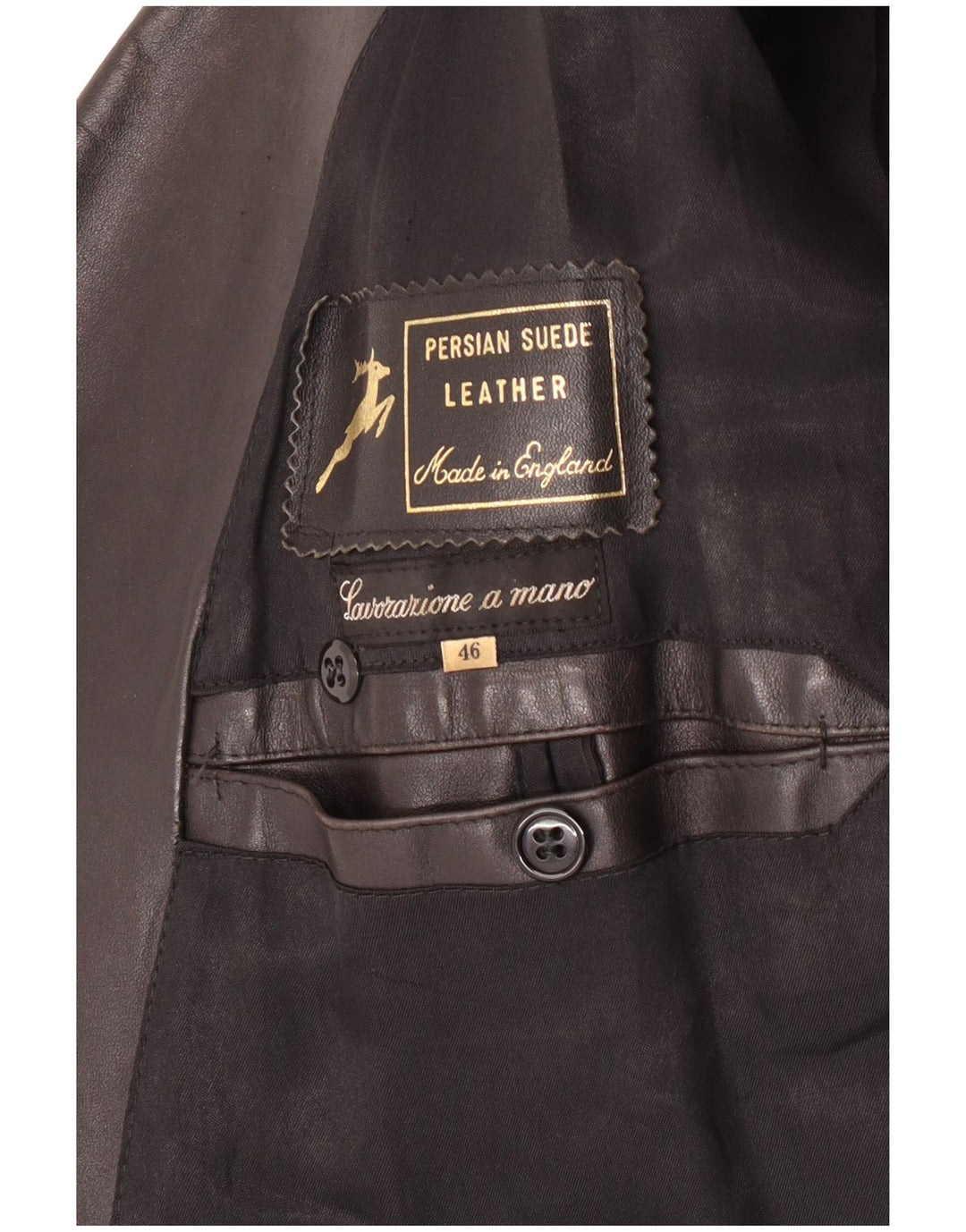 Vintage męski płaszcz skórzany IT 46 Small Black Leather Classic