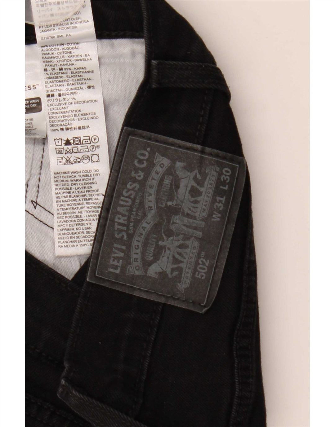 Męskie jeansy Levi's 502 Tapered W31 L27 Czarna bawełna