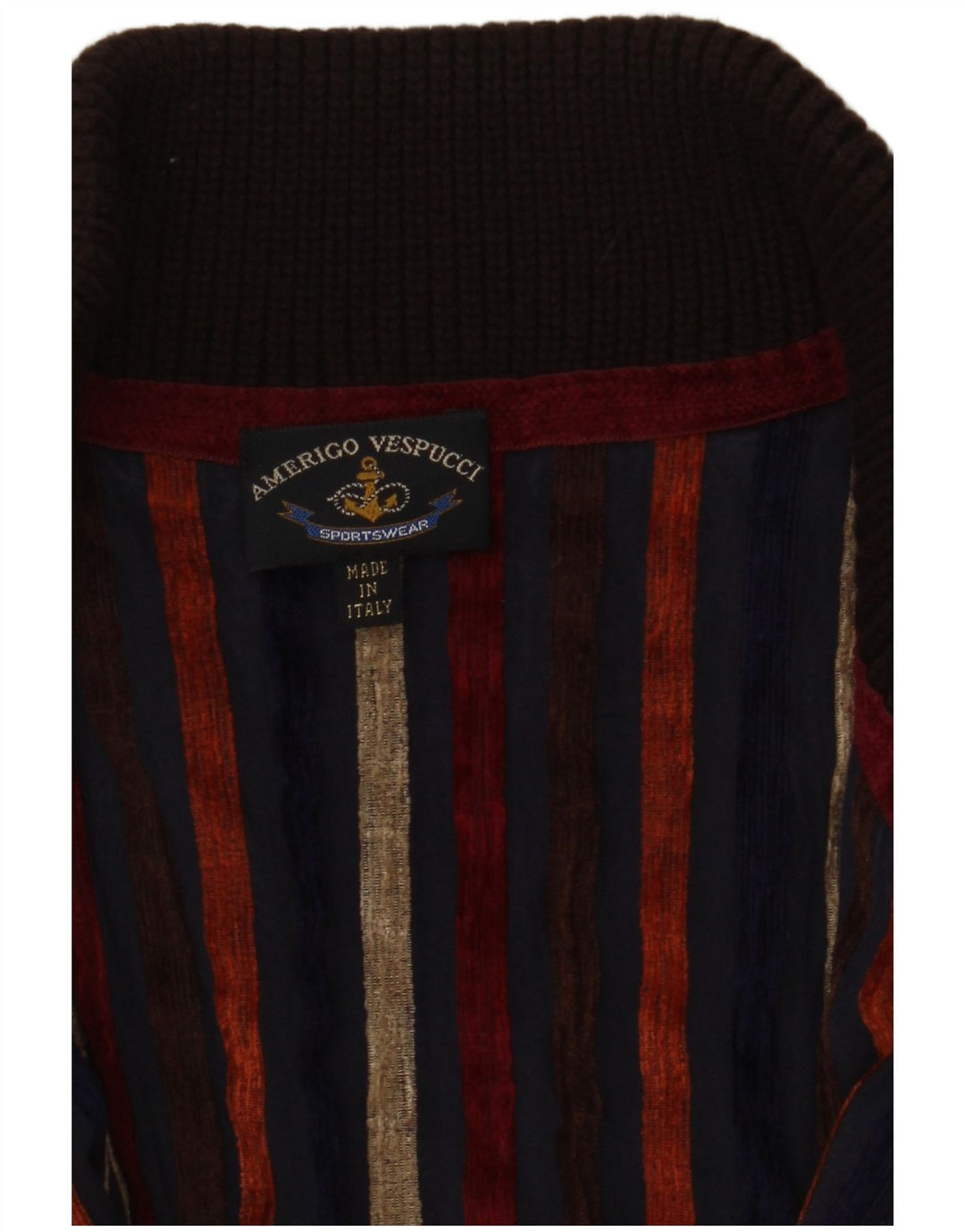 Męski sweter rozpinany na zamek Amerigo Vespucci, średni brąz