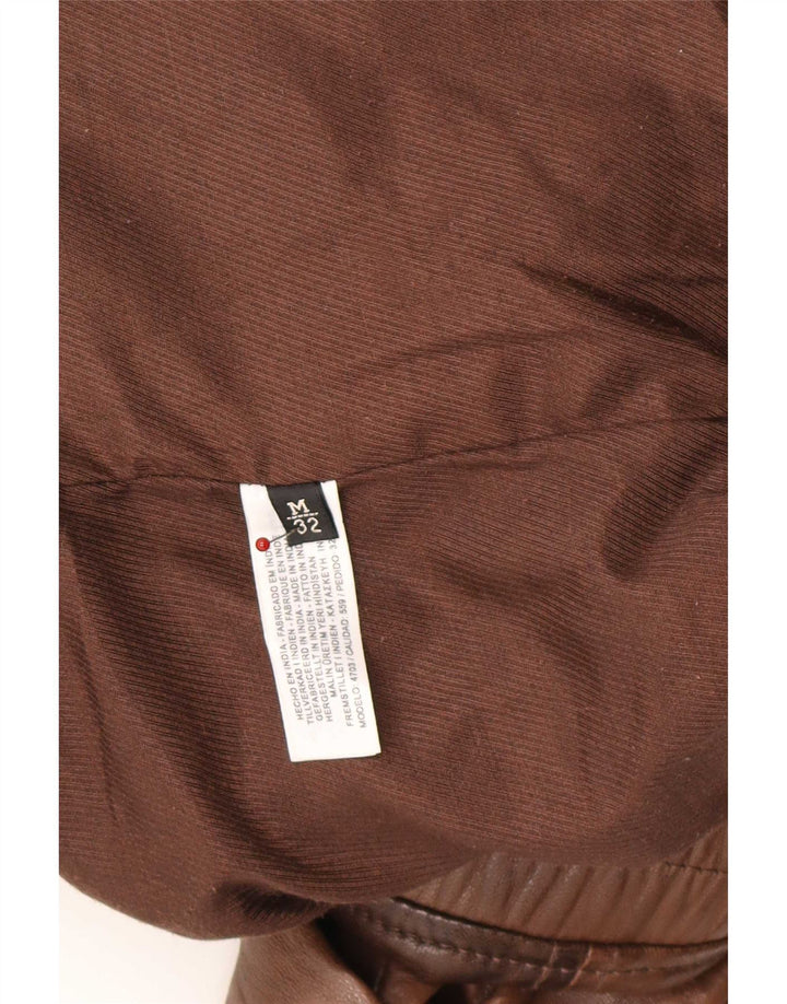 Massimo Dutti Damska kurtka wojskowa skórzana UK 14 Medium Brown