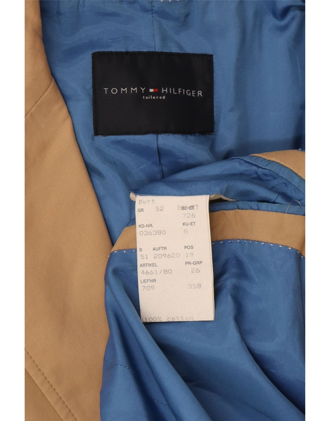 Męska marynarka zapinana na 2 guziki TOMMY HILFIGER EU 52 XL, beżowa, bawełniana