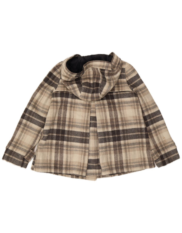 Damski płaszcz z kapturem i kapturem Zara UK 14, poliester w szarą kratę