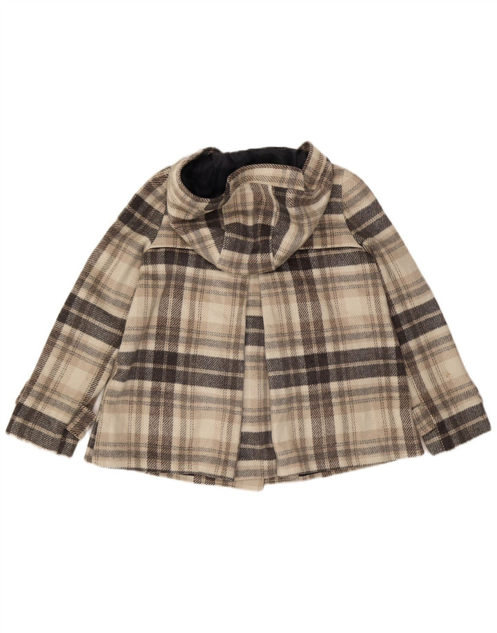 Damski płaszcz z kapturem i kapturem Zara UK 14, poliester w szarą kratę