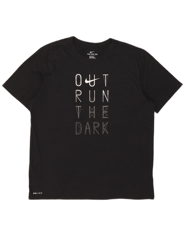 Męski T-shirt z grafiką Nike Dri Fit, XL, czarny, poliester