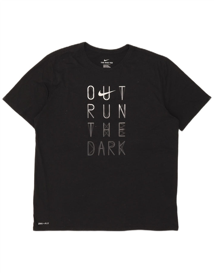 Męski T-shirt z grafiką Nike Dri Fit, XL, czarny, poliester