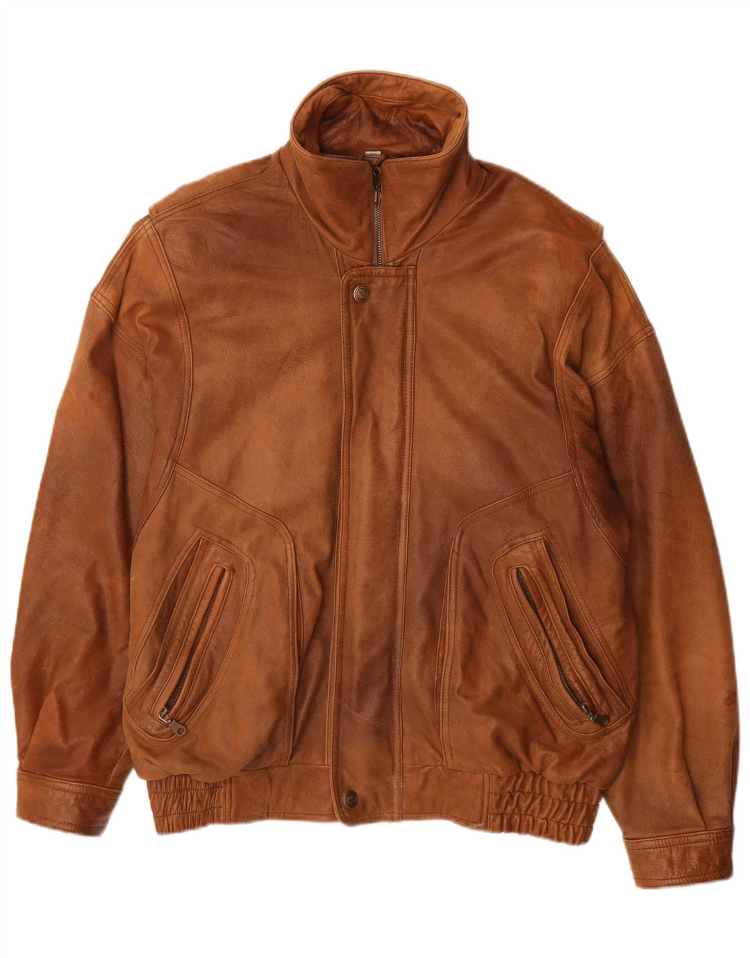 CARLO COMBERTI Męska kurtka skórzana IT 48 Skóra w kolorze średniego brązu