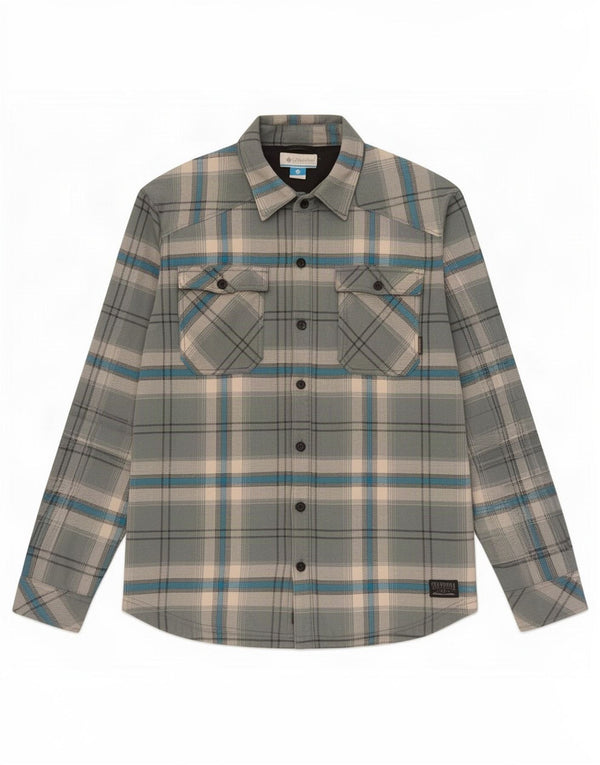 Męska koszula flanelowa Columbia Lumberjack w dużą szarą bawełnianą kratę