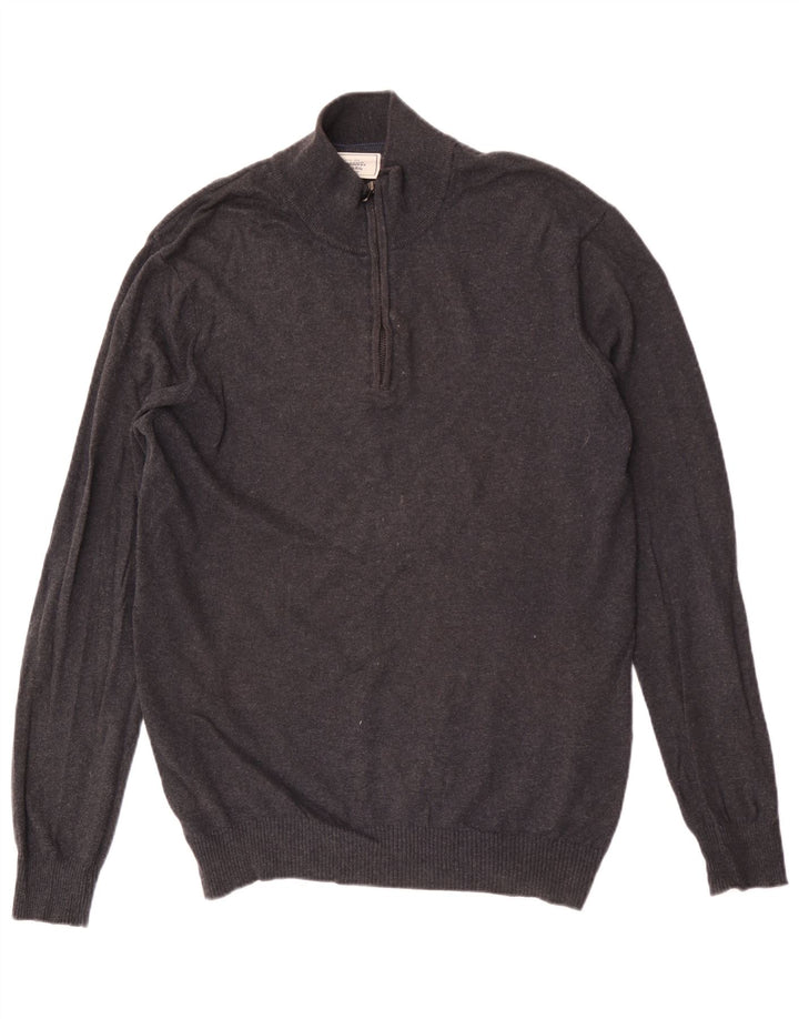 Męski sweter z zamkiem błyskawicznym John Lewis XL, szary, bawełniany