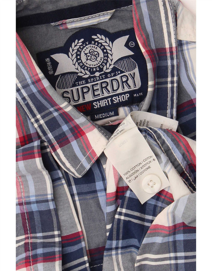 Męska koszula z krótkim rękawem Superdry w średnią niebieską kratkę