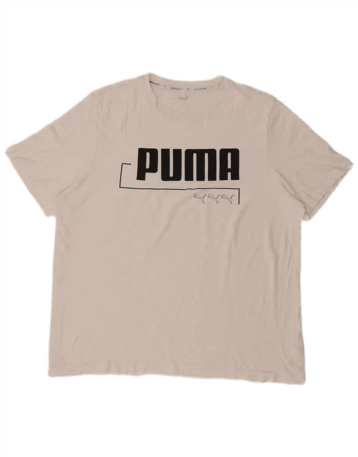 Męska koszulka z grafiką Puma, góra XL, biała bawełna