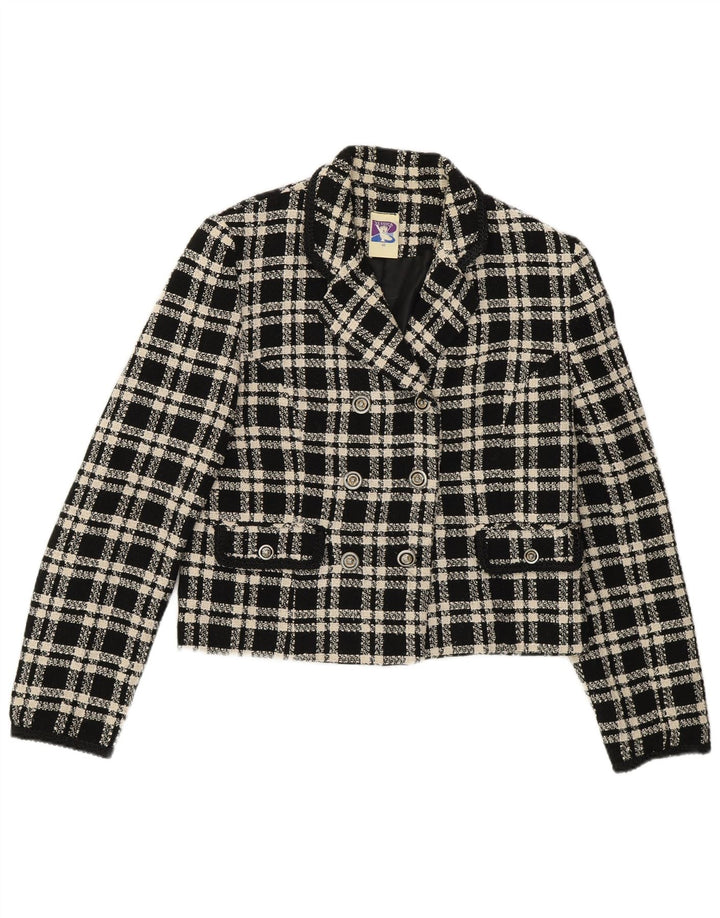 Damska marynarka dwurzędowa Yessica EU 40, wełniana w średnią czarną kratkę