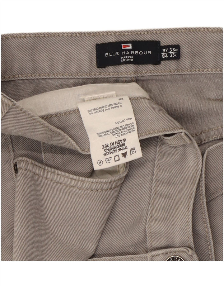 Marks & Spencer Męskie niebieskie dżinsy Harbor Straight W38 L33 Szara bawełna
