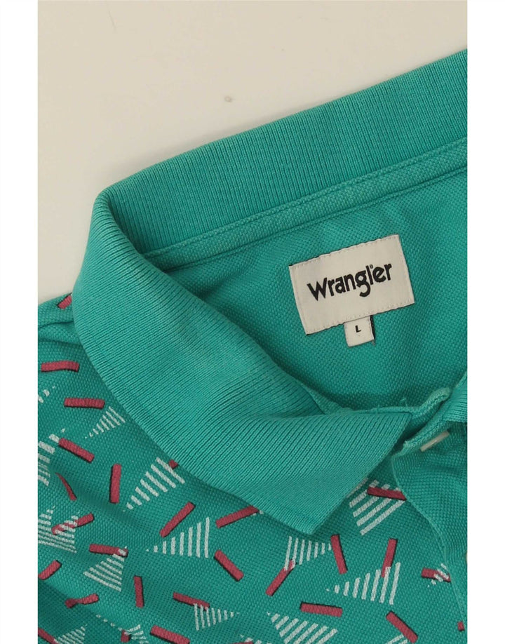 Męska koszulka polo Wrangler, duża, turkusowa, geometryczna