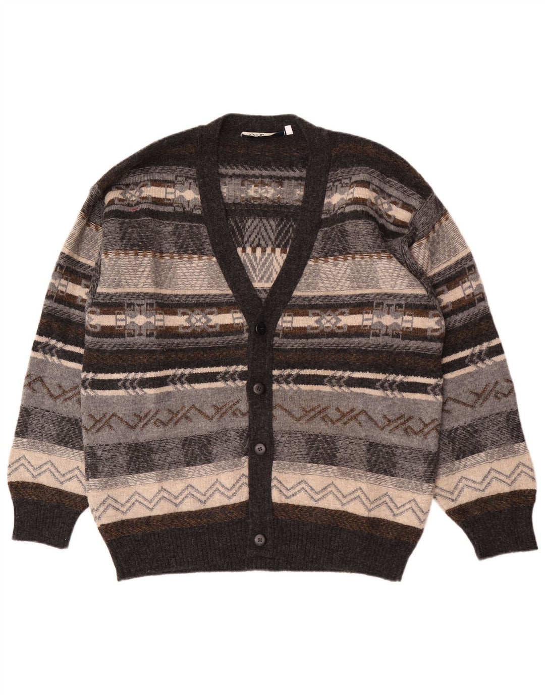 Męski sweter rozpinany Gioferrari IT 54 XL Szara, geometryczna wełna