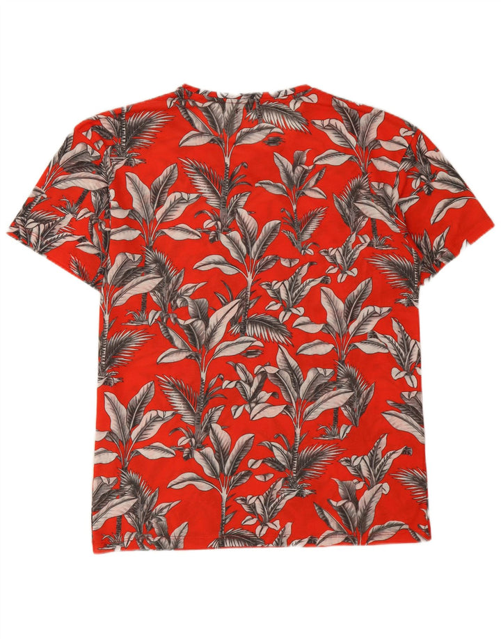 Męski T-shirt Zara, duży, czerwony, w kwiaty