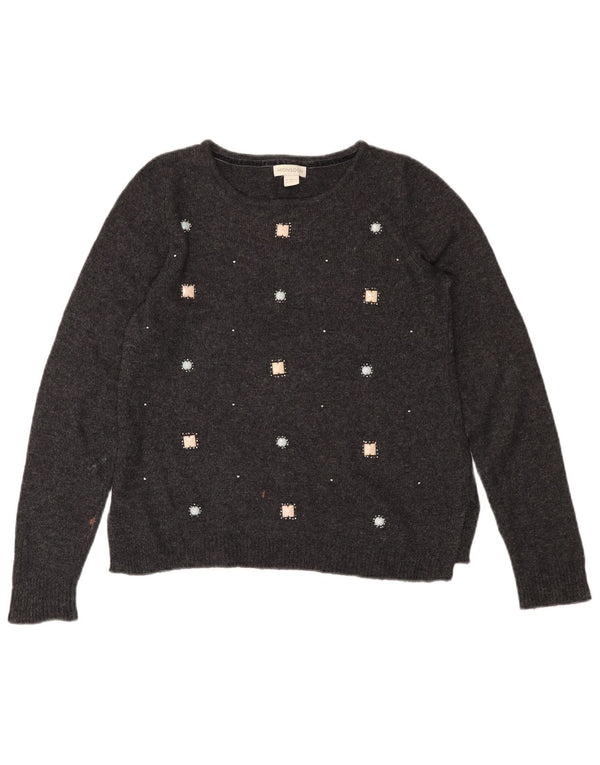 Damski sweter MONSOON z dekoltem w łódkę UK 12, średnioszary, bawełniany