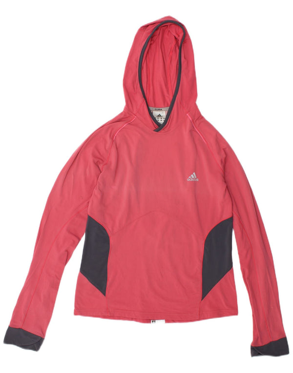 Damska bluza z kapturem Adidas UK 12 Średni różowy nylon z blokami kolorów