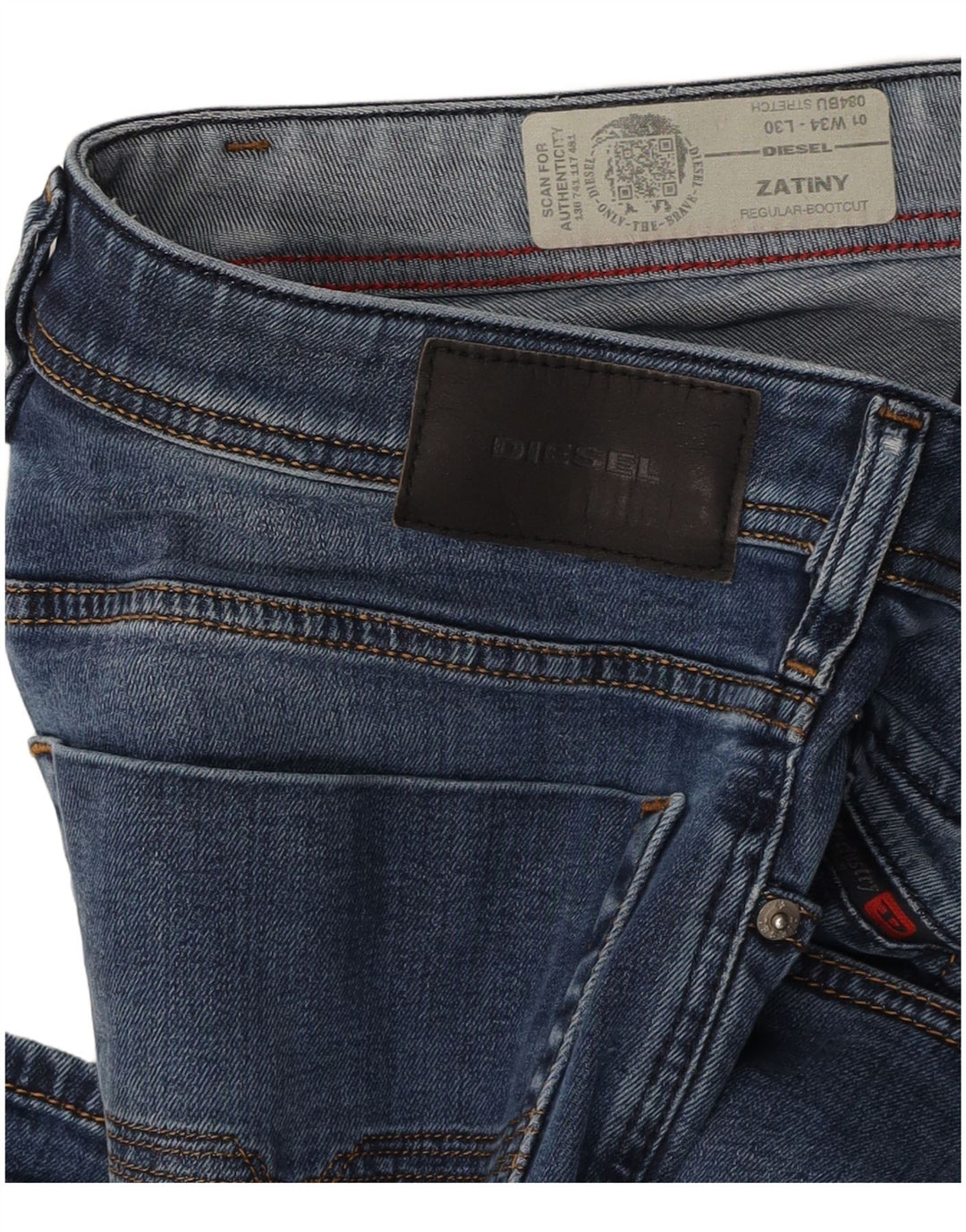 DIESEL Męskie jeansy Bootcut Zatiny Acid Wash Regular W34 L30 Granatowe