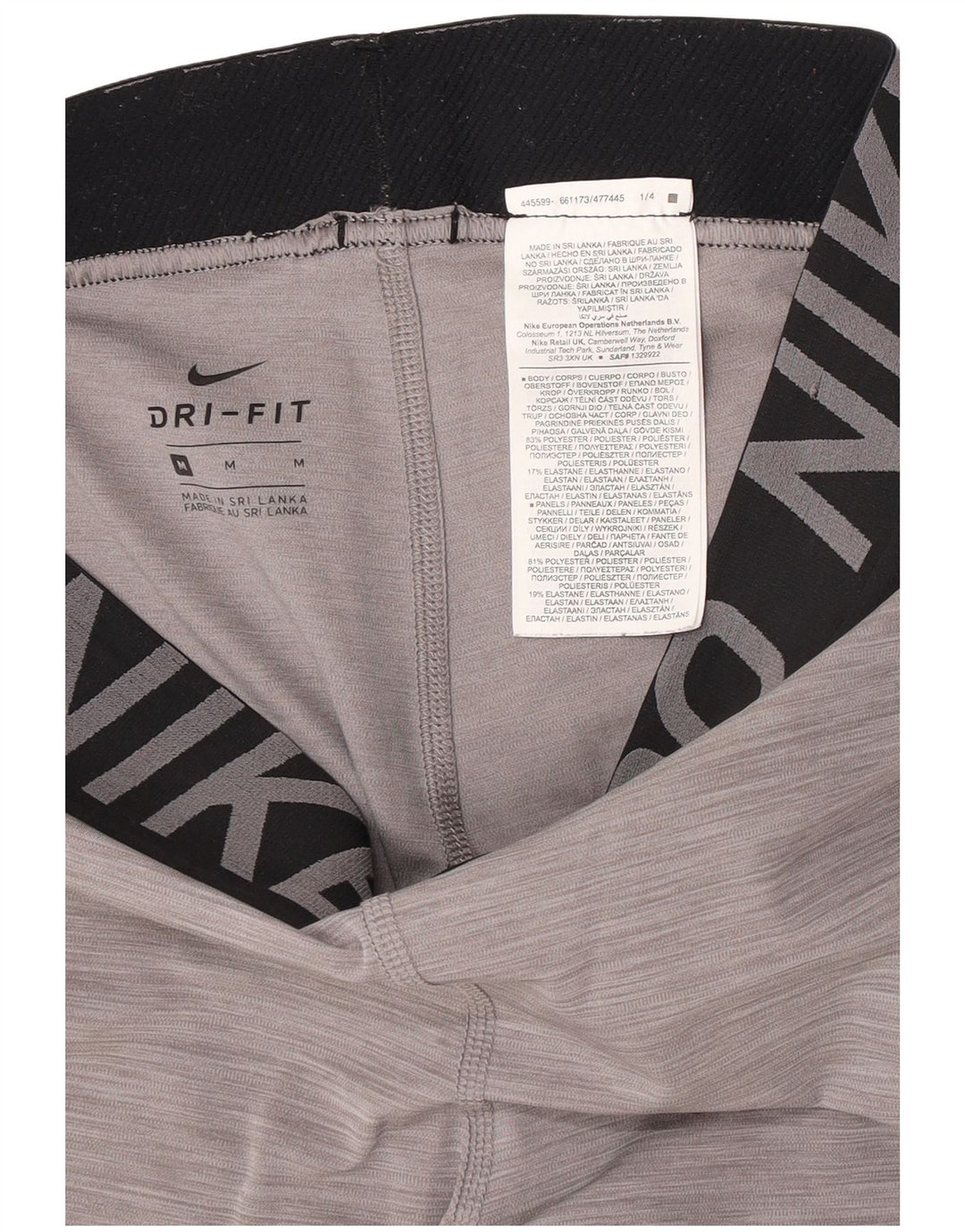 Damskie legginsy Nike Dri Fit Graphic UK 12 w kolorze średnioszarym