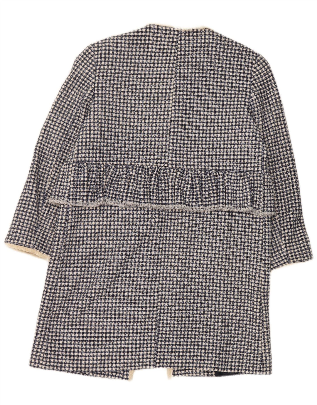 Zara Damski płaszcz oversize, otwarty, UK 10, mały, niebieski w pepitkę, bawełniany