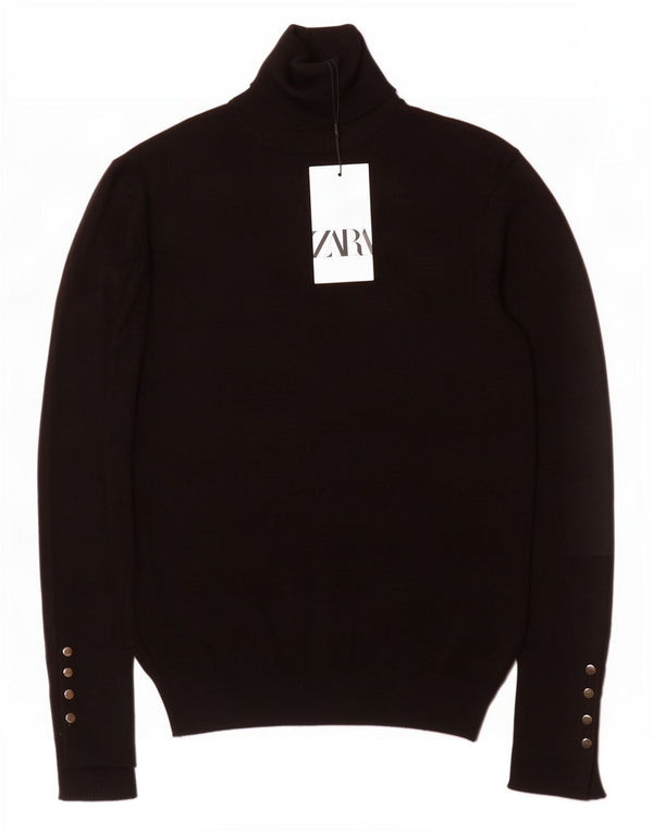 Zara Womens Roll Neck Jumper Sweater UK 18 XL Black Viscose