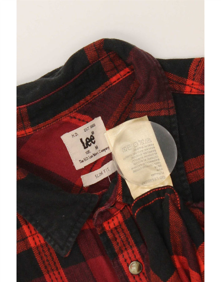 Męska koszula flanelowa Lee Western Slim Fit, bawełniana w średnią czerwoną kratkę