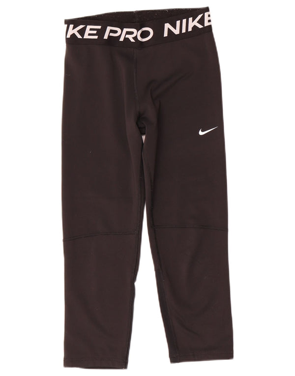 Dziewczęce legginsy Nike Dri Fit z grafiką 13-14 lat XL, czarne, poliestrowe