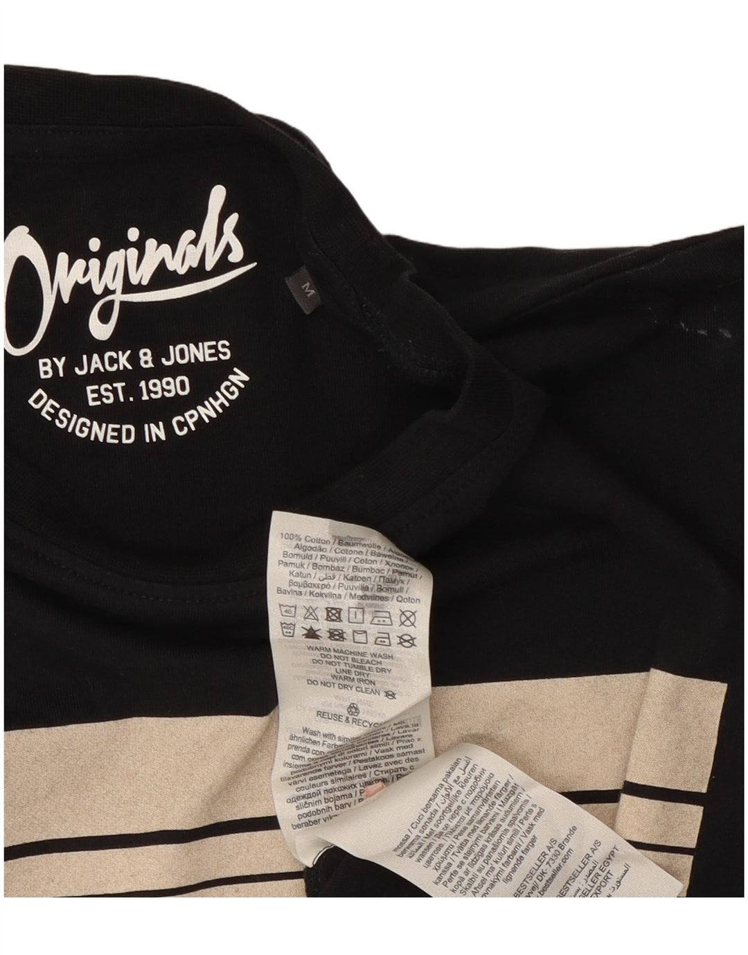 Męski T-shirt z grafiką Jack & Jones, średni czarny, bawełniany