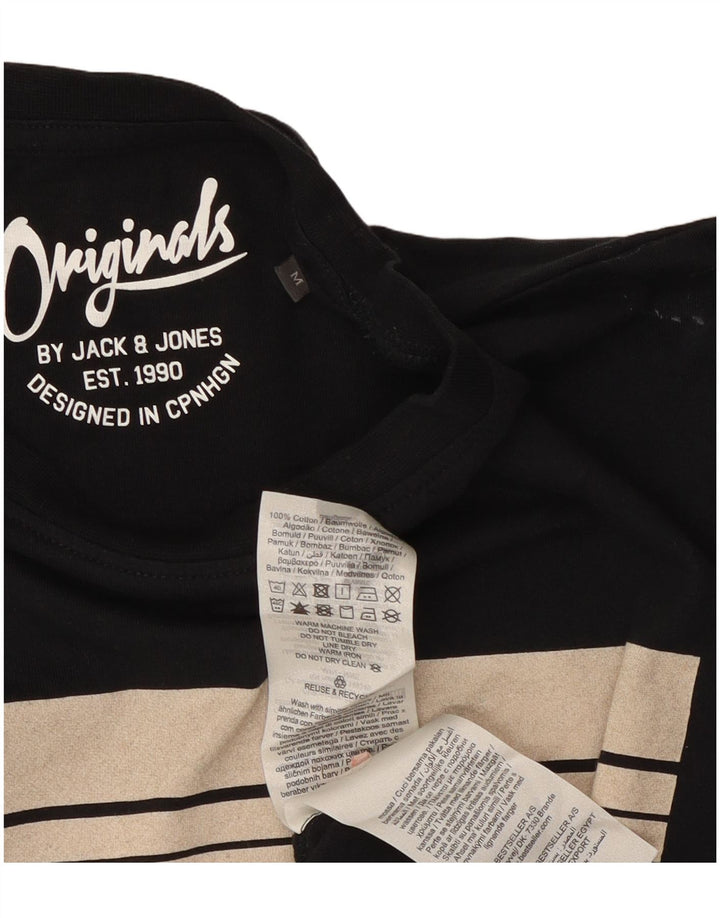 Męski T-shirt z grafiką Jack & Jones, średni czarny, bawełniany