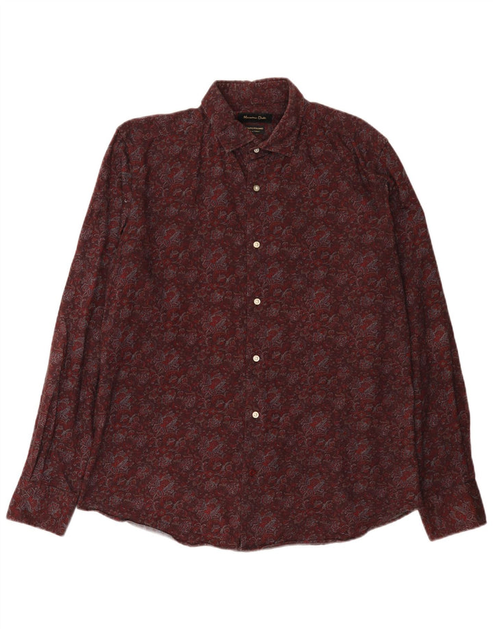 Koszula męska Massimo Dutti, duża, bordowa, paisley