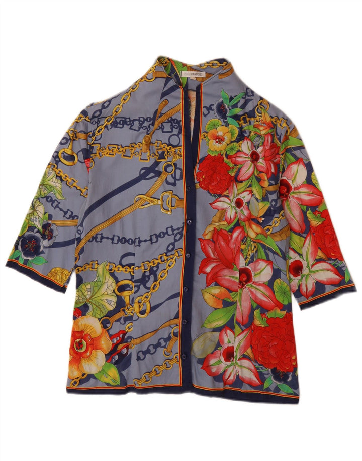 Damska bluzka koszulowa NARACAMICIE z graficznym rękawem 3/4 UK 16, duża niebieska w kwiaty