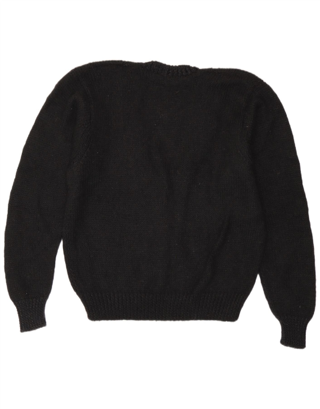 Sweter damski w stylu vintage z dekoltem w kształcie litery V, UK 16, duży czarny