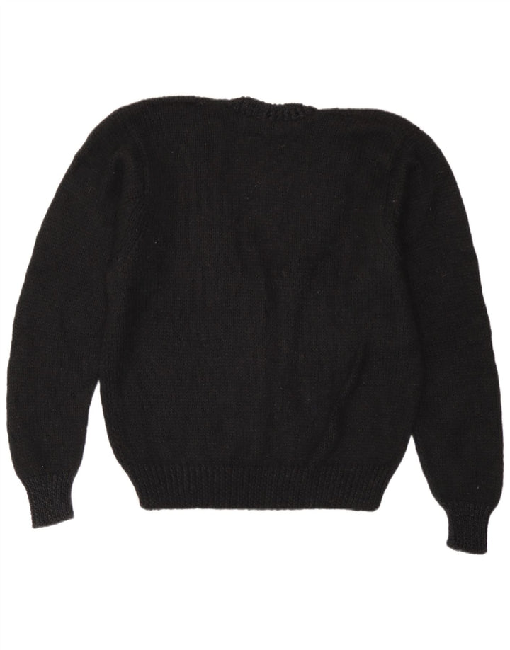 Sweter damski w stylu vintage z dekoltem w kształcie litery V, UK 16, duży czarny