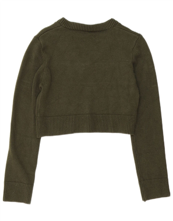 Sweter damski Zara Crop Jumper UK 12 Średni zielony wiskoza