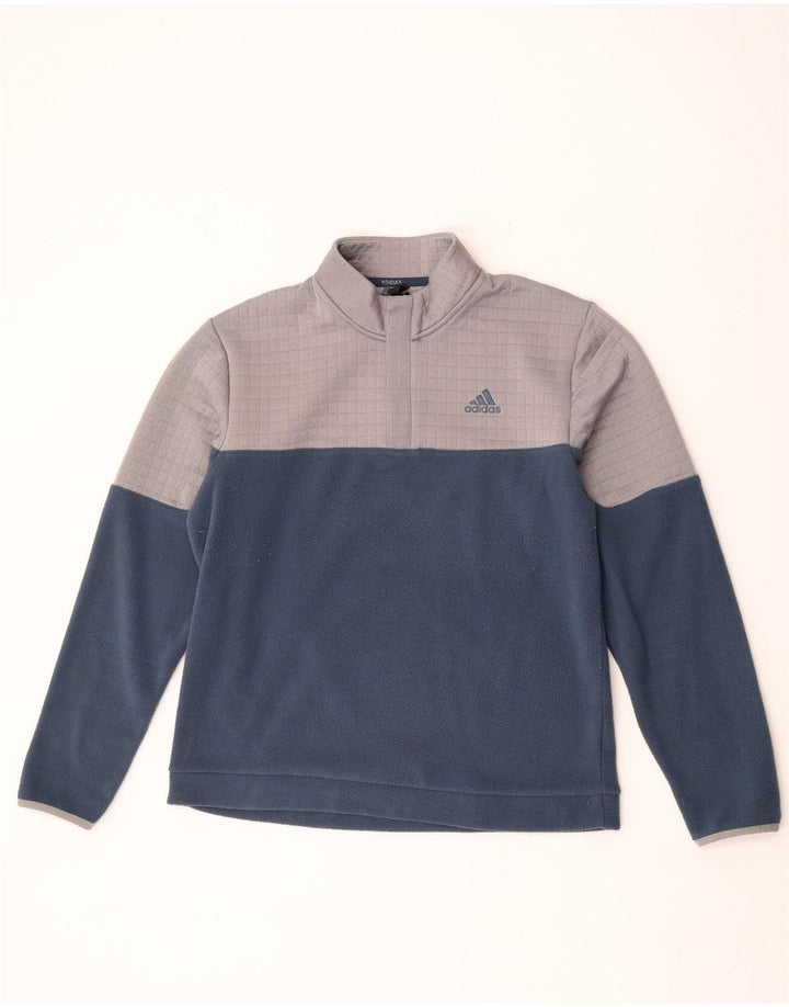 Męska bluza polarowa Adidas z zamkiem błyskawicznym, średni granatowy, poliester z blokami kolorów