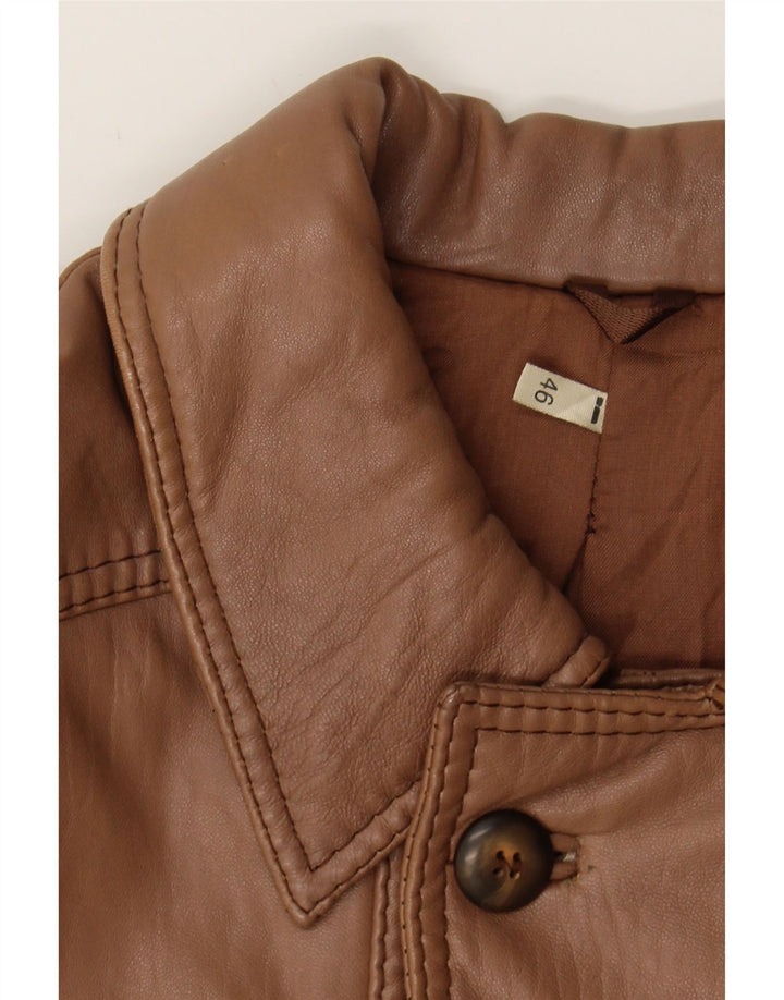 VINTAGE Mens Leather Coat IT 46 Small Brown Leather Vintage Vintage and Second-Hand Vintage from Messina Hembry 