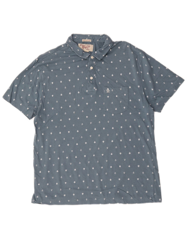 Męska koszulka polo Penguin Heritage Slim Fit XL, niebieska, bawełniana w cętki