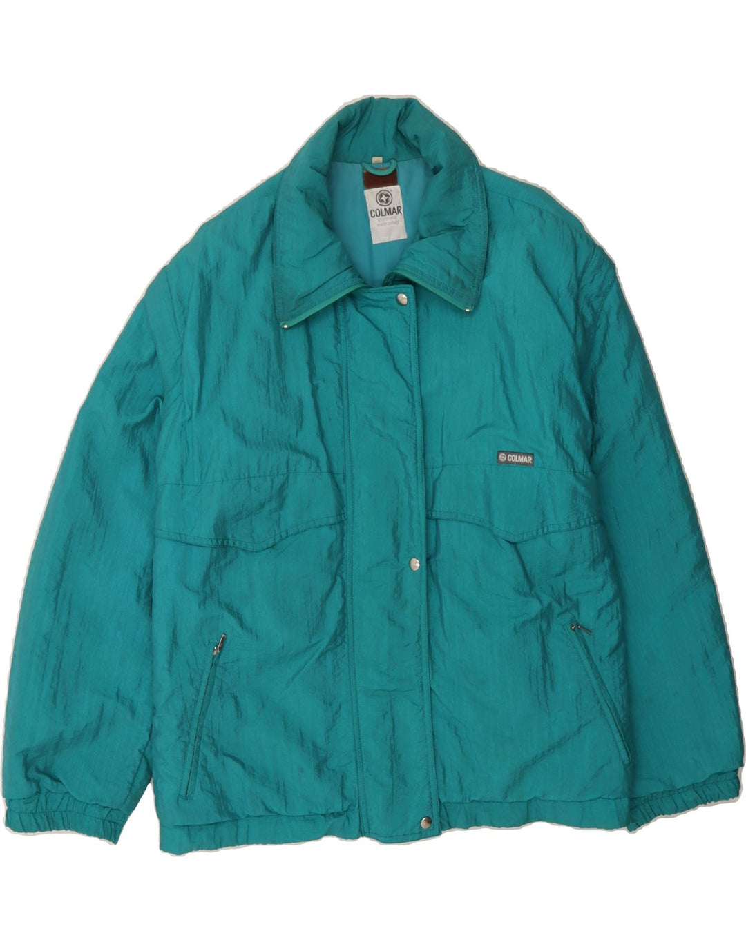 COLMAR Womens Windbreaker Jacket IT 48 XL Turquoise Polyester Vintage Colmar and Second-Hand Colmar from Messina Hembry 