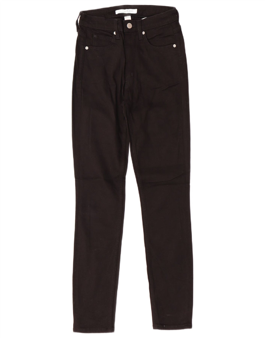 CALVIN KLEIN Damskie jeansy slim z wysokim stanem W26 L30 Czarne bawełniane